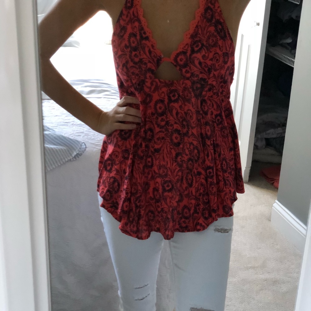 Free People Red Boho Tank